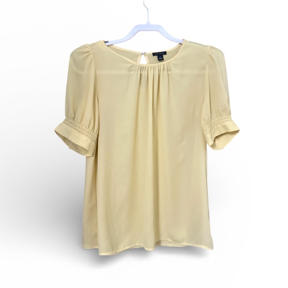 Ann Taylor Cuffed Sleeve Sheer Blouse S